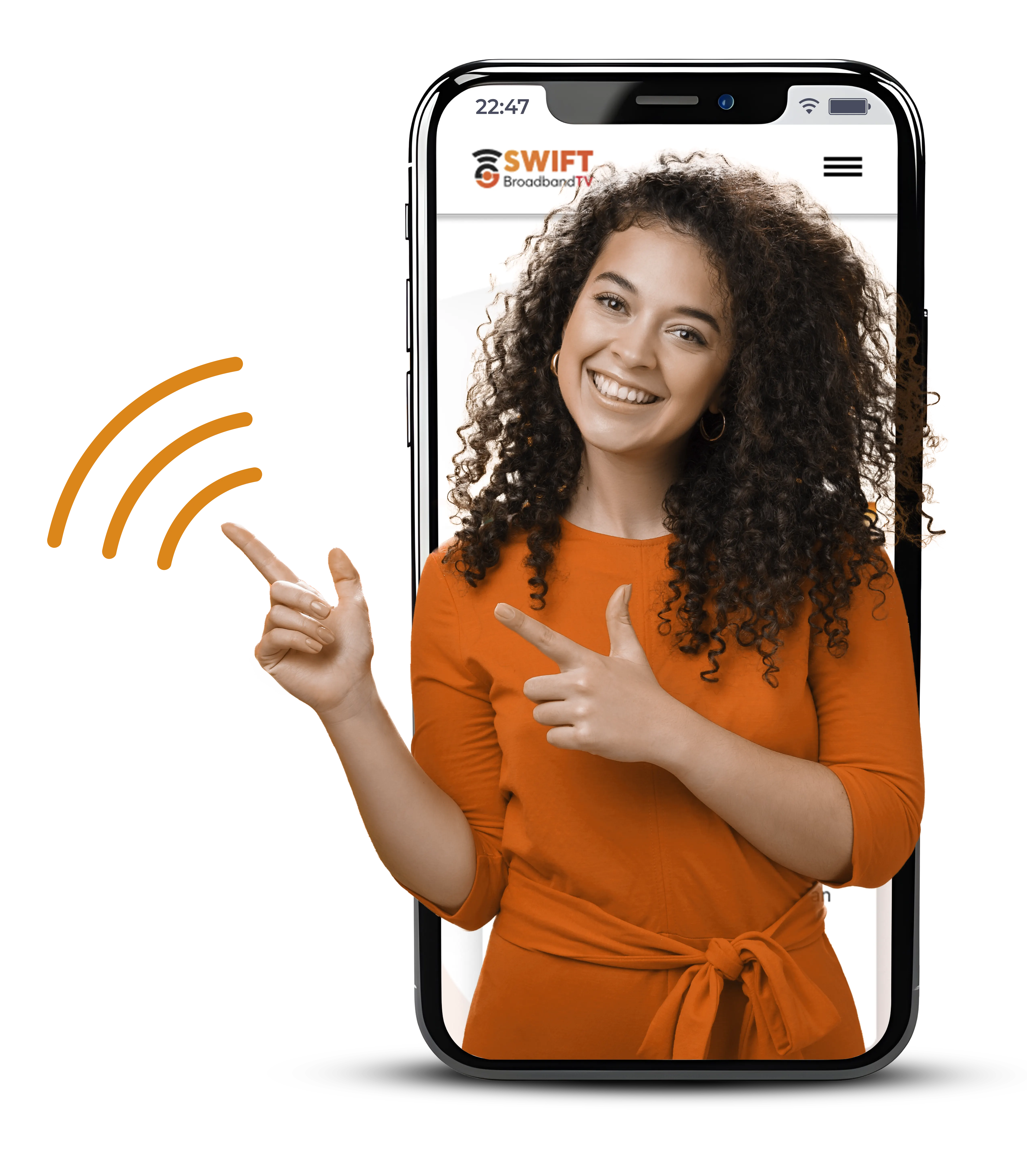 a girl in orange shirt showing a signal sign