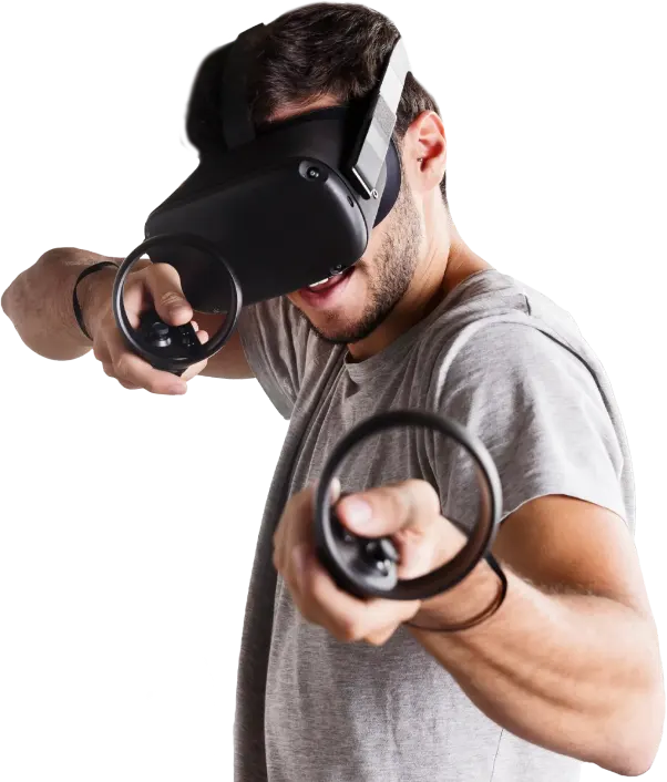 A man playing a VR game
